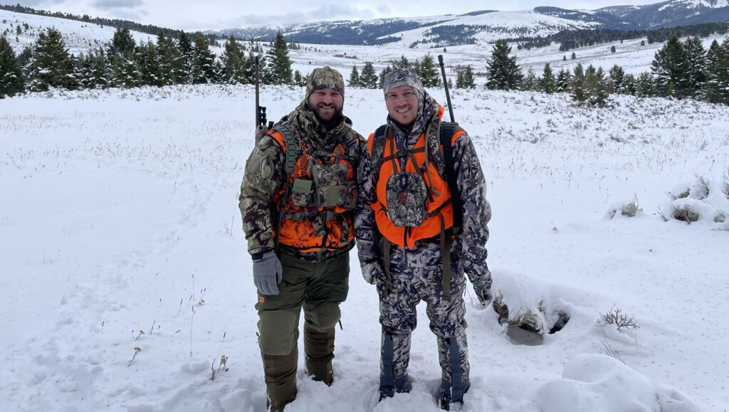 hunter standing in snow wearing insulated boots during late season hunt